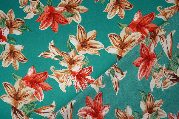 Stretch Satin Printed Flowers Sarah