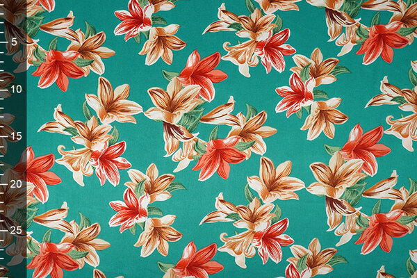 Stretch Satin Printed Flowers Sarah