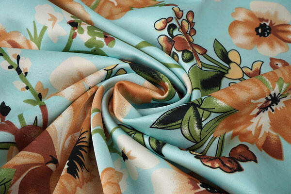 Stretch Raso Stampato Fiori Emily