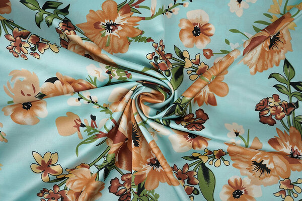 Stretch Satijn Bedrukt Bloemen Emily