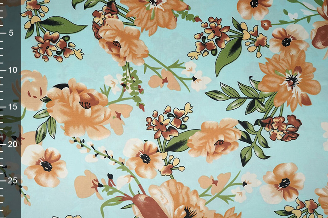 Stretch Satijn Bedrukt Bloemen Emily