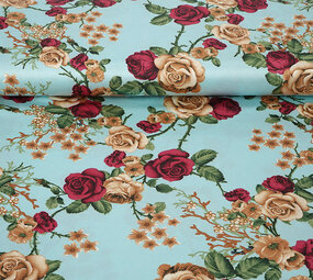 Stretch Raso Stampato Fiori Ysabeau