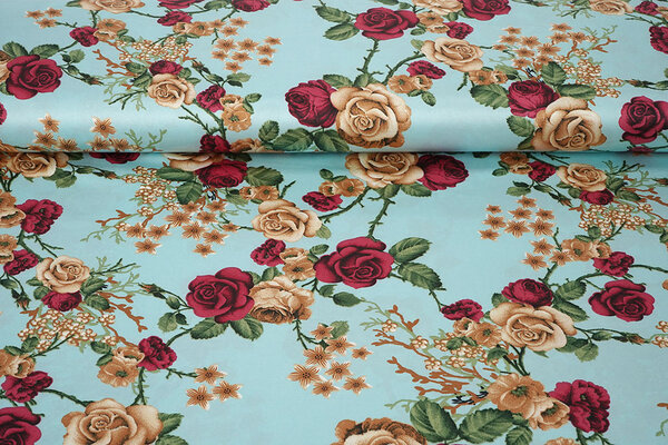 Stretch Satin Printed Flowers Ysabeau