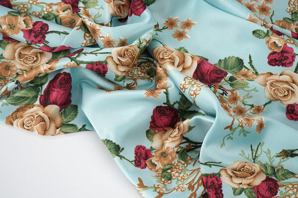 Stretch Satin Printed Flowers Ysabeau