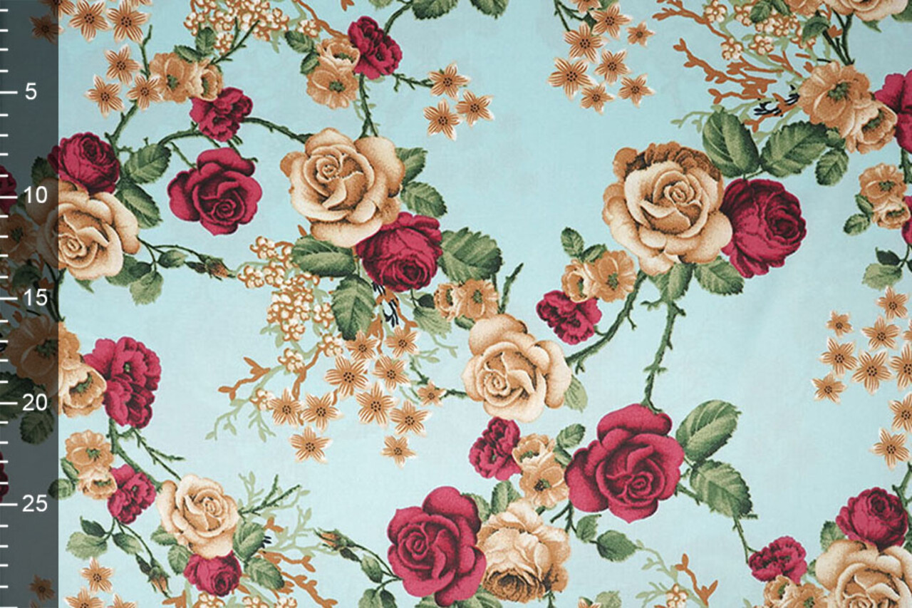 Stretch Satijn Bedrukt Bloemen Ysabeau