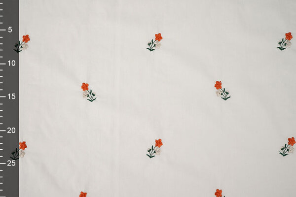 Cotone Ricamato Fiore Fleur Naturale