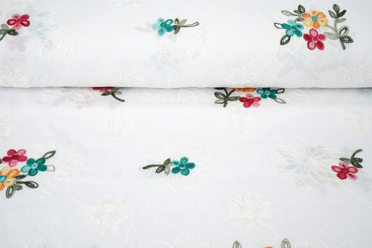 Cotton Embroidered Rive White