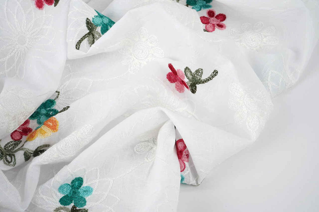Cotton Embroidered Rive White