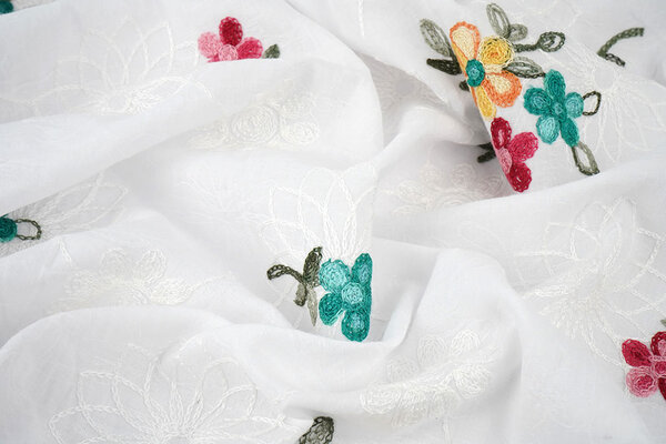 Cotton Embroidered Rive White