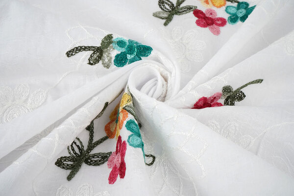 Cotton Embroidered Rive White