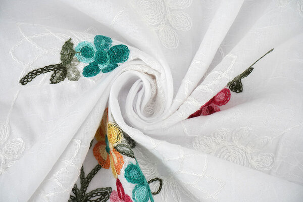 Cotton Embroidered Rive White