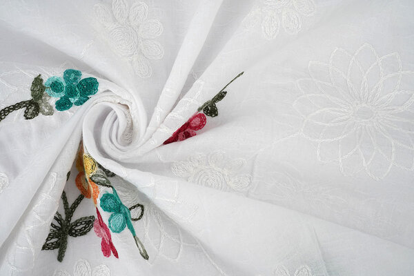 Cotton Embroidered Rive White