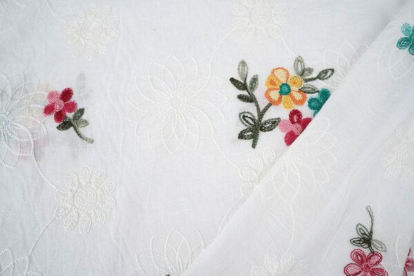 Cotton Embroidered Rive White