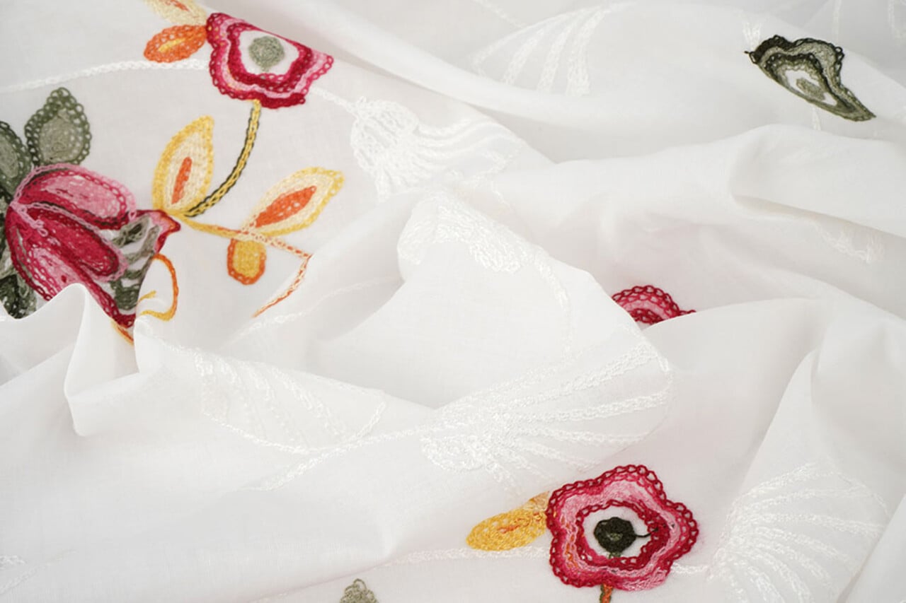 Coton Brodé Brume Crème