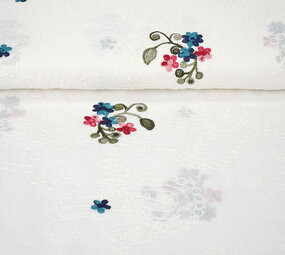 Algodón Bordado Seda Crema Algodón Bordado Seda Crema