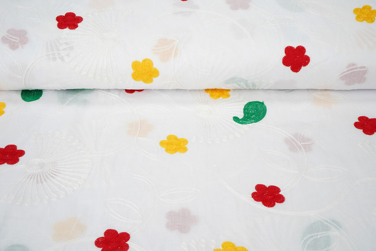 Cotton Embroidered Lin White