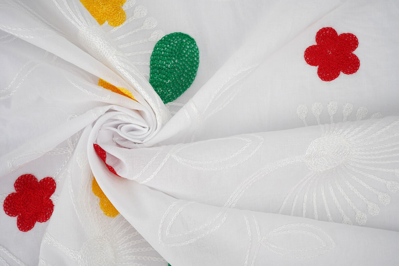 Cotton Embroidered Lin White