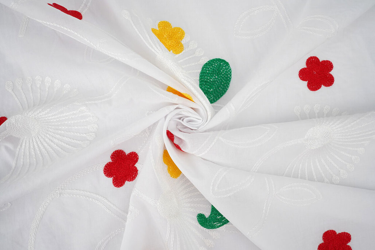 Cotton Embroidered Lin White
