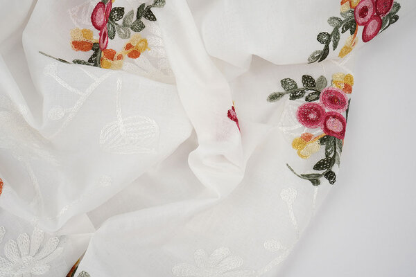 Baumwolle Bestickt Jolie Creme