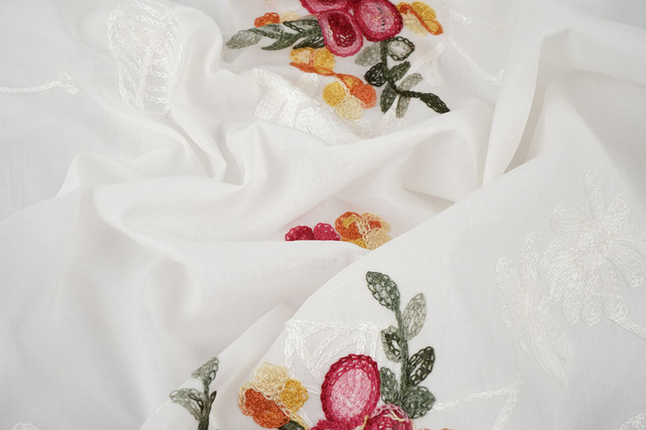 Baumwolle Bestickt Jolie Creme