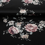 Satén Elástico Estampado Flores Lena Negro Satén Elástico Estampado Flores Lena Negro