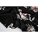 Stretch Satin Printed Flowers Lena Black Stretch Satin Printed Flowers Lena Black