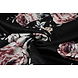 Stretch Satin Printed Flowers Lena Black Stretch Satin Printed Flowers Lena Black