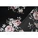 Stretch Satin Printed Flowers Lena Black Stretch Satin Printed Flowers Lena Black