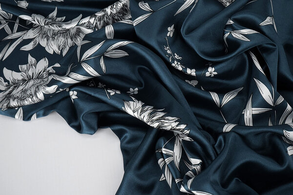 Stretch Satin Printed Flowers Sabrina