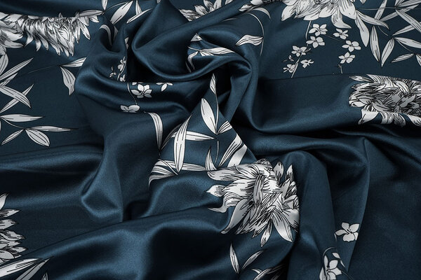 Stretch Satin Printed Flowers Sabrina
