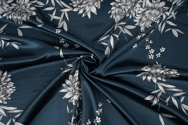 Stretch Satin Printed Flowers Sabrina