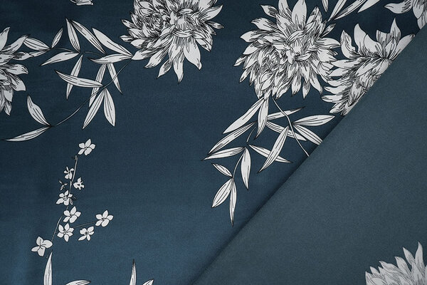 Stretch Satin Printed Flowers Sabrina