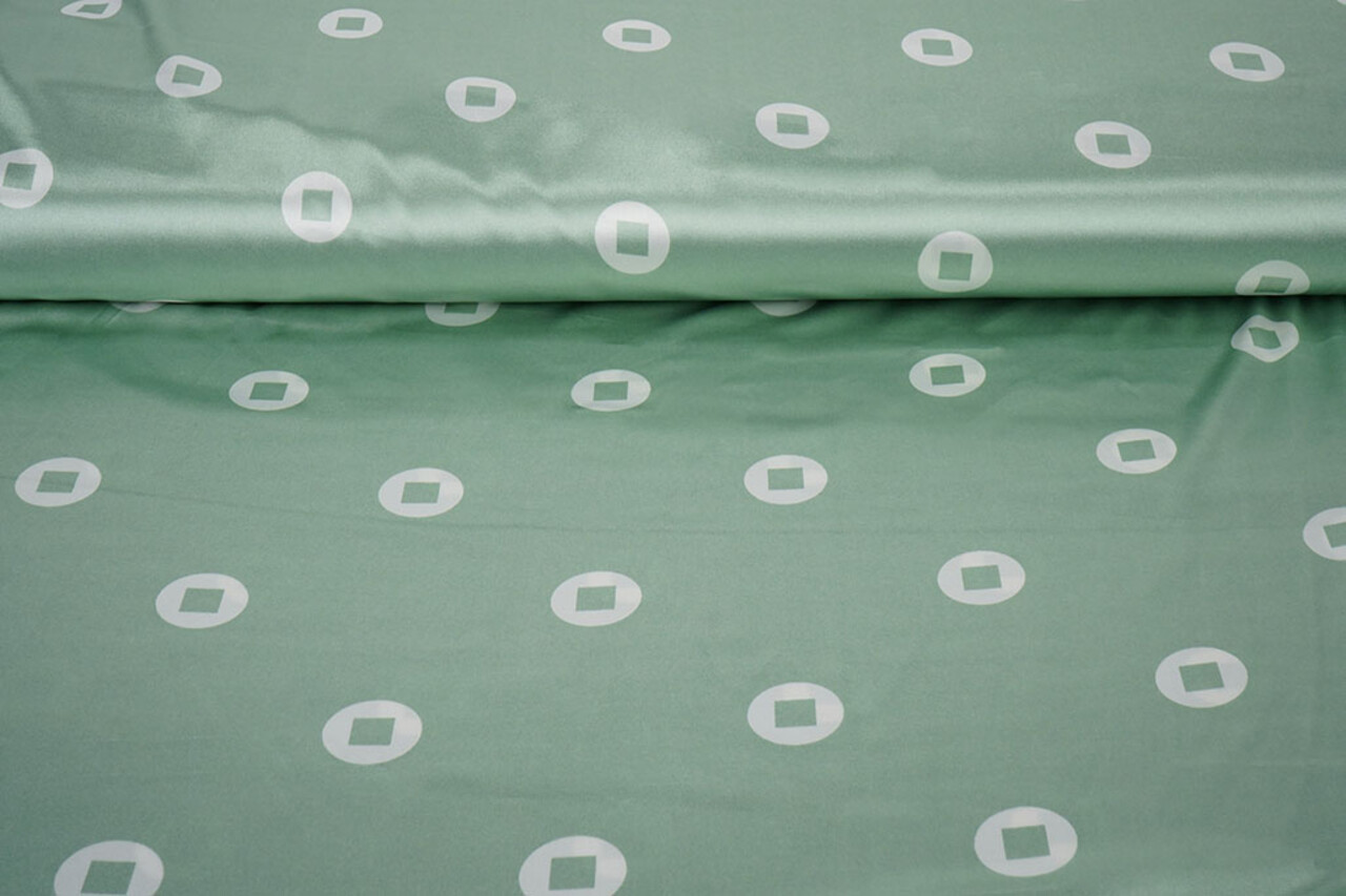 Stretch Satin Imprimé Pauline Vert