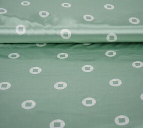 Stretch Satin Printed Pauline Green