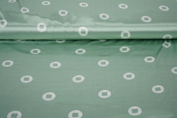 Stretch Satin Printed Pauline Green