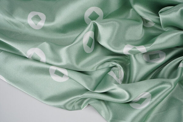 Stretch Satin Printed Pauline Green