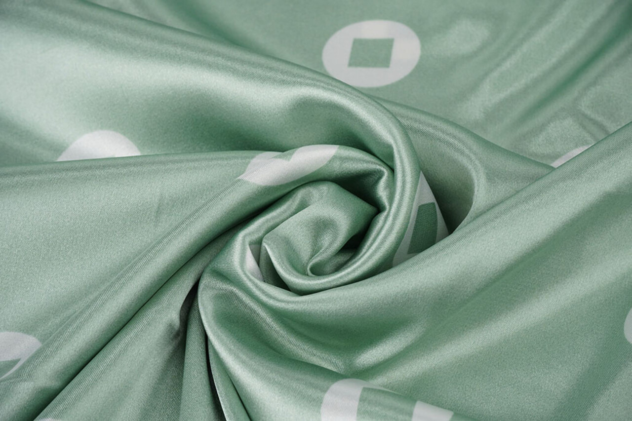 Stretch Satin Printed Pauline Green