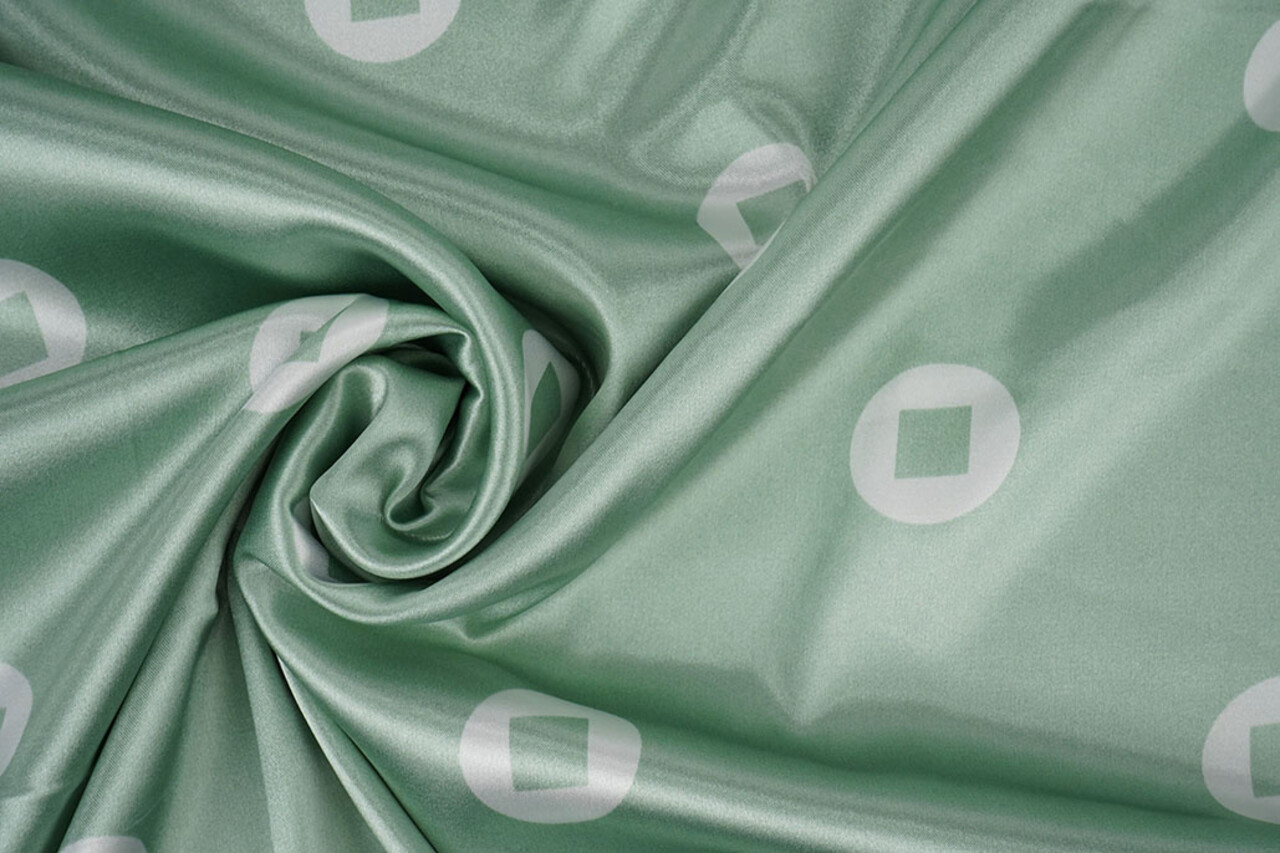 Stretch Satin Imprimé Pauline Vert