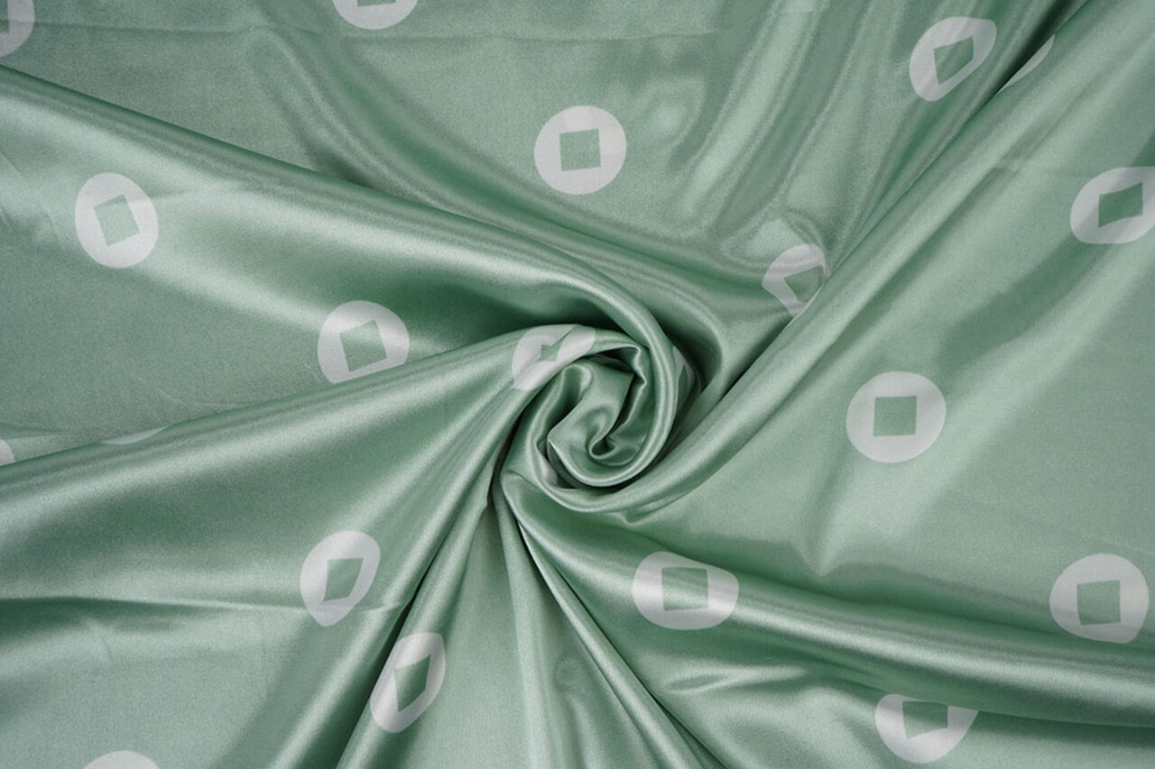 Stretch Raso Stampato Pauline Verde Stretch Raso Stampato Pauline Verde