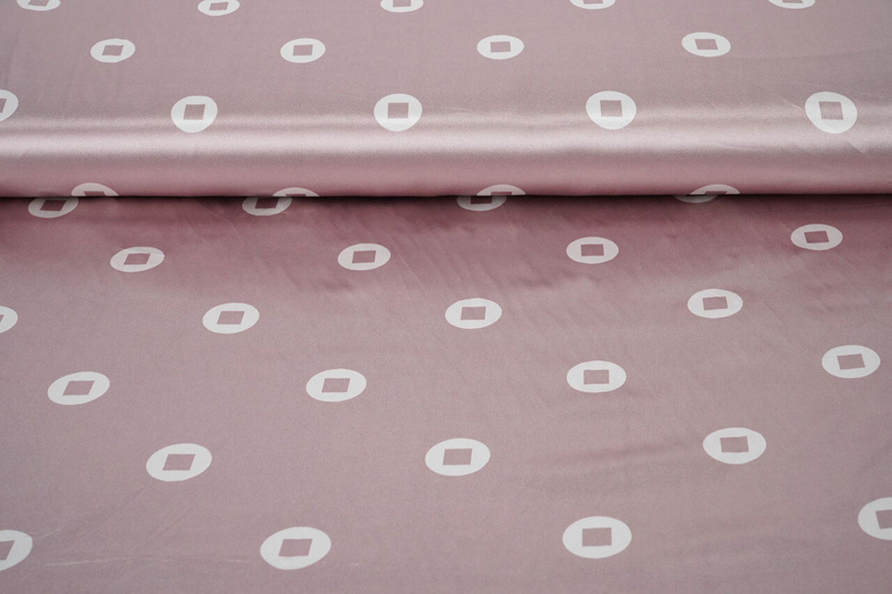 Satén Elástico Estampado Pauline Rosa Empolvado Satén Elástico Estampado Pauline Rosa Empolvado