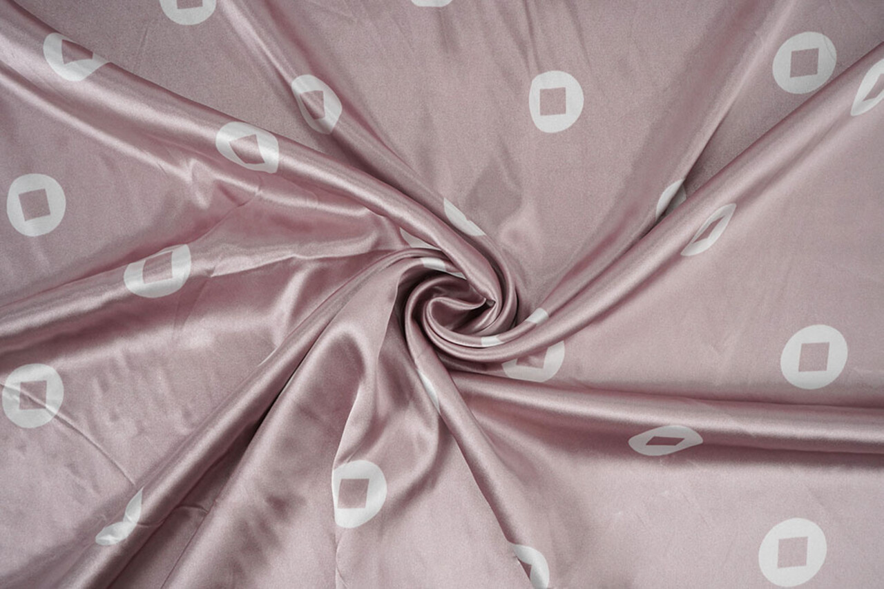 Stretch Satin Printed Pauline Powder Pink
