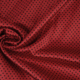 Satén Elástico Estampado Puntos Rojo Negro Satén Elástico Estampado Puntos Rojo Negro