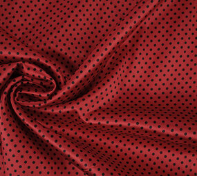 Stretch Satin Printed  Dots Red Black Stretch Satin Printed  Dots Red Black
