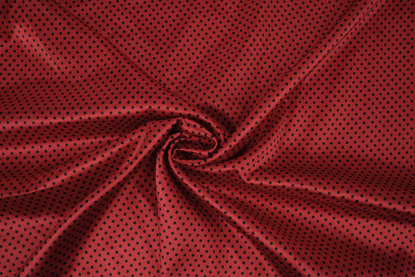 Stretch Raso Stampato Pois Rosso Nero Stretch Raso Stampato Pois Rosso Nero