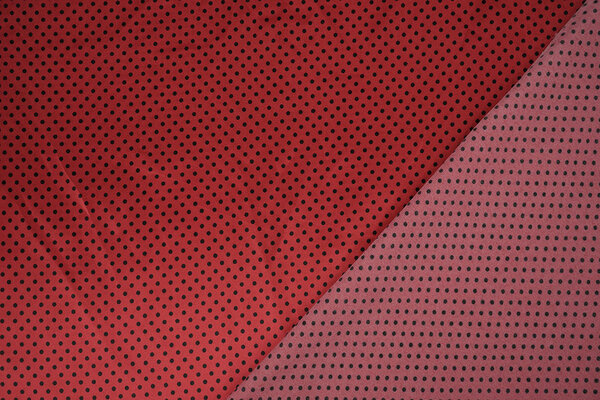Satén Elástico Estampado Puntos Rojo Negro
