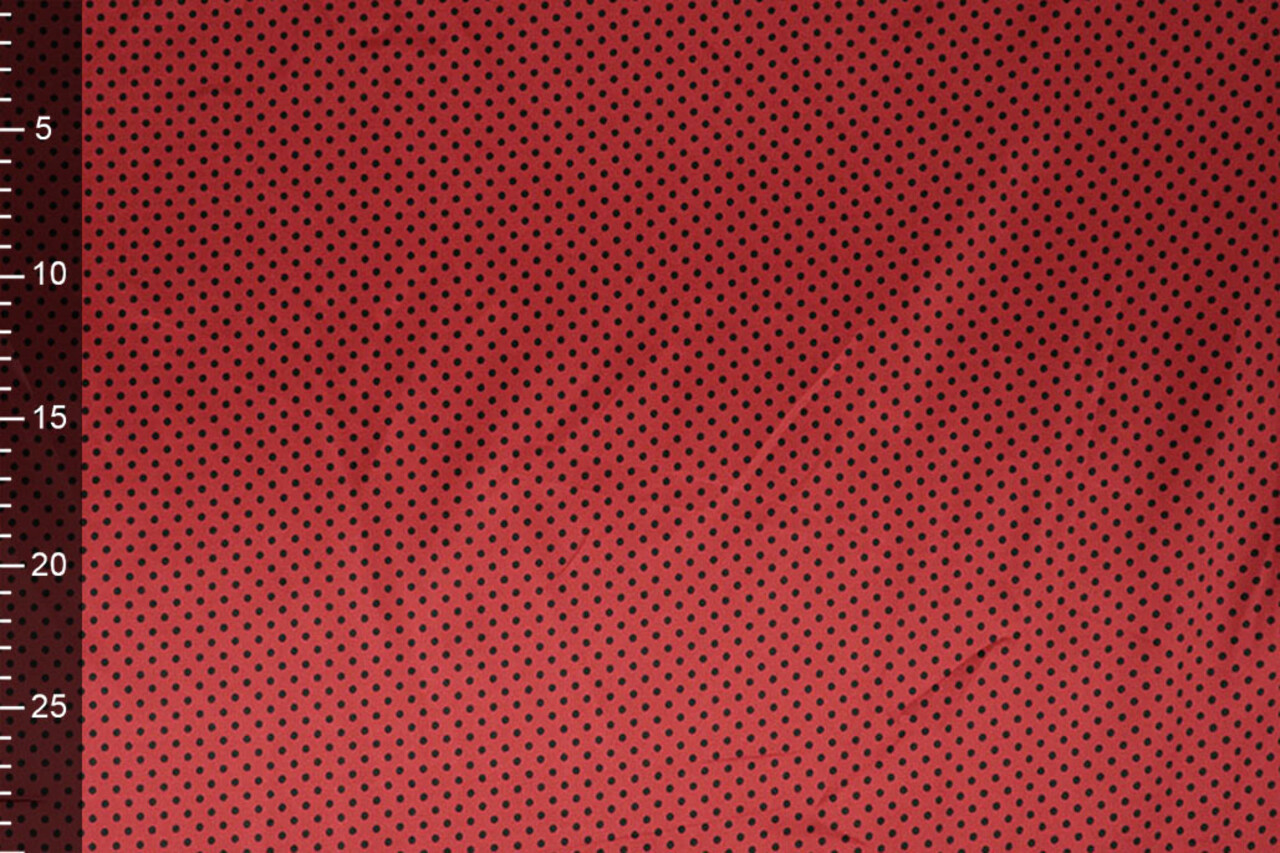 Satén Elástico Estampado Puntos Rojo Negro