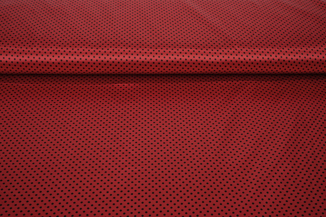 Stretch Raso Stampato Pois Rosso Nero Stretch Raso Stampato Pois Rosso Nero