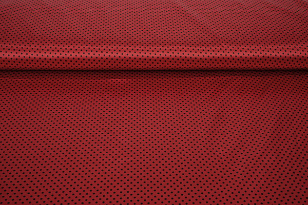 Stretch Raso Stampato Pois Rosso Nero Stretch Raso Stampato Pois Rosso Nero