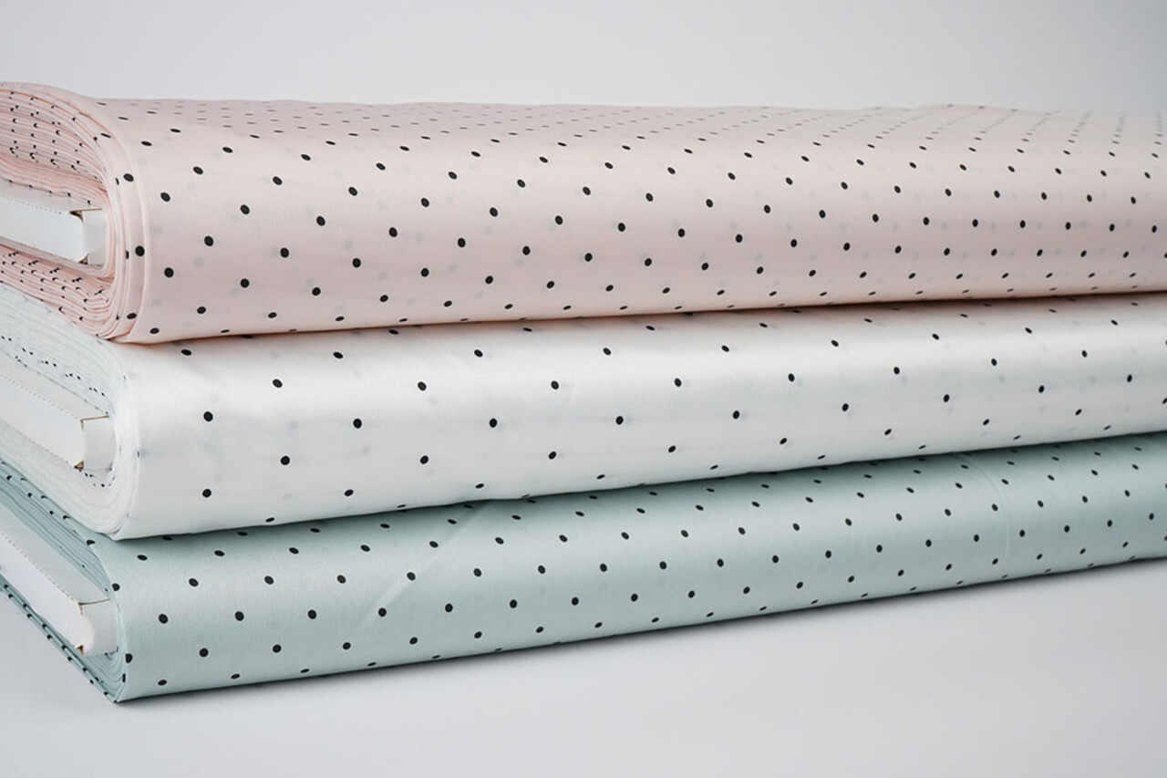Stretch Satin Printed  Dots Light Old Mint Green