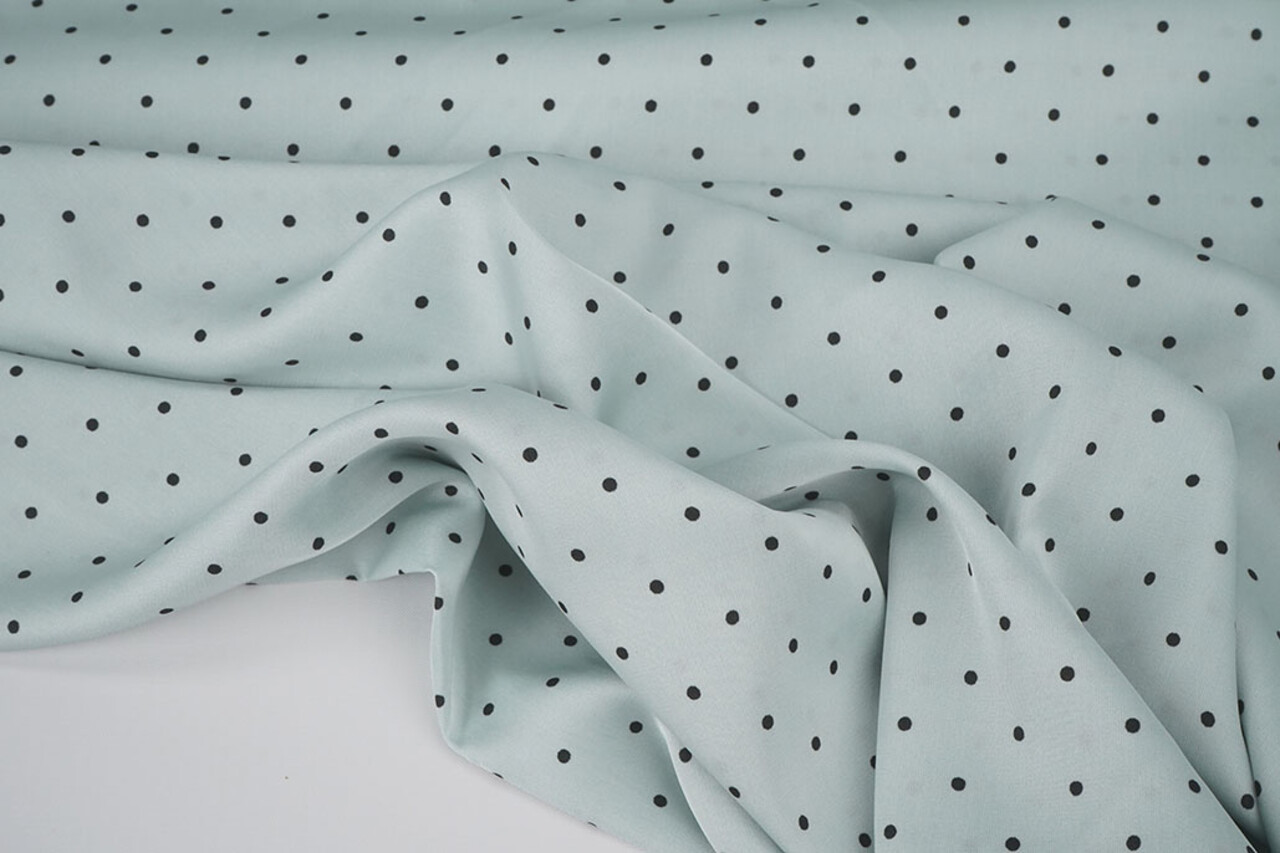 Stretch Satin Printed  Dots Light Old Mint Green